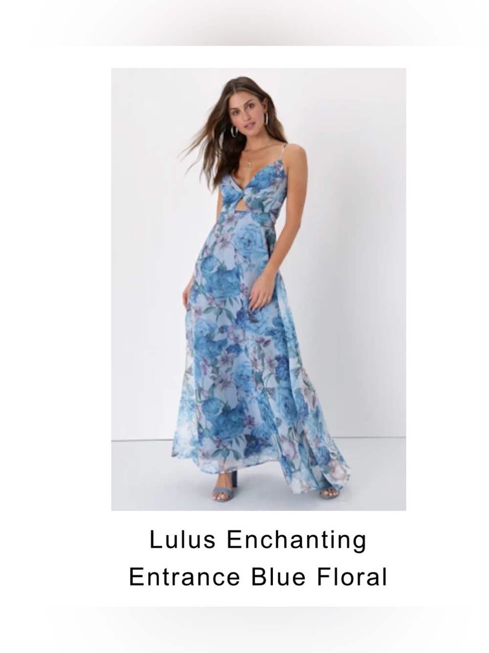 Lulus Enchanting Entrance Blue Floral Wedding Guest Bridesmaid Dress Size L